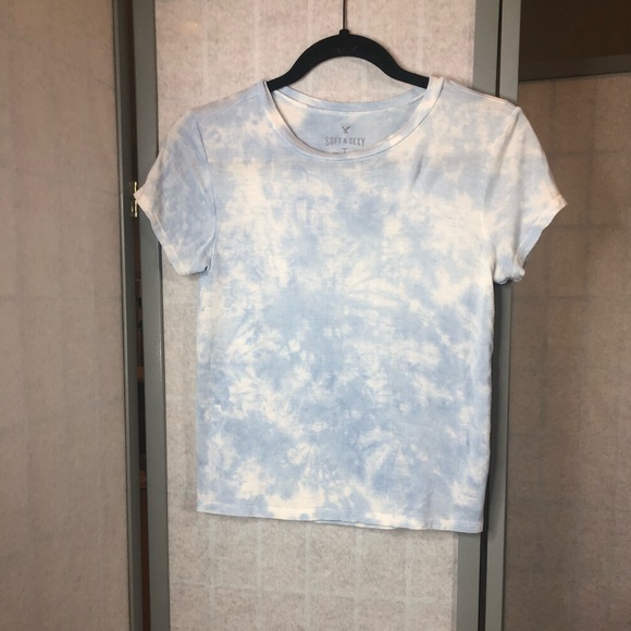 American Eagle Outfitters Tops - American Eagle Soft & Sexy blue/white tie dye tee